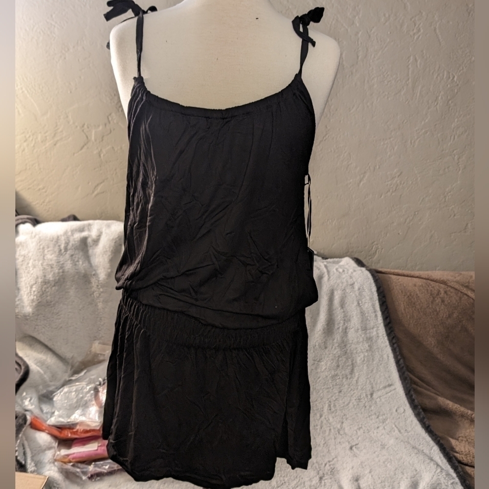 Kenmore black tank dress with smocked waist sz‎ M